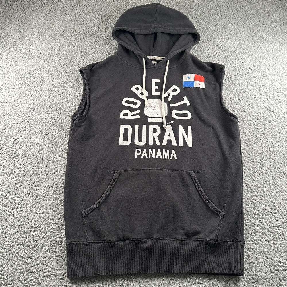 Roberto Duran Roots of Fight Hoodie Mens M Black Sleeveless Panama Boxing